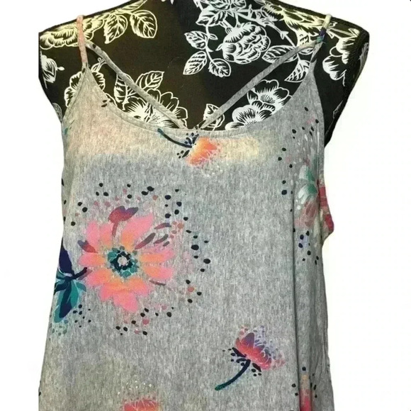 SO- Gray Floral Spaghetti strap knee length dress-Junior’s Med - Picture 2 of 5